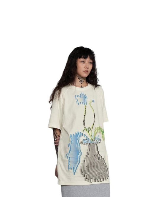 Women's Fashion Short Sleeve Digital Vase T-Shirt