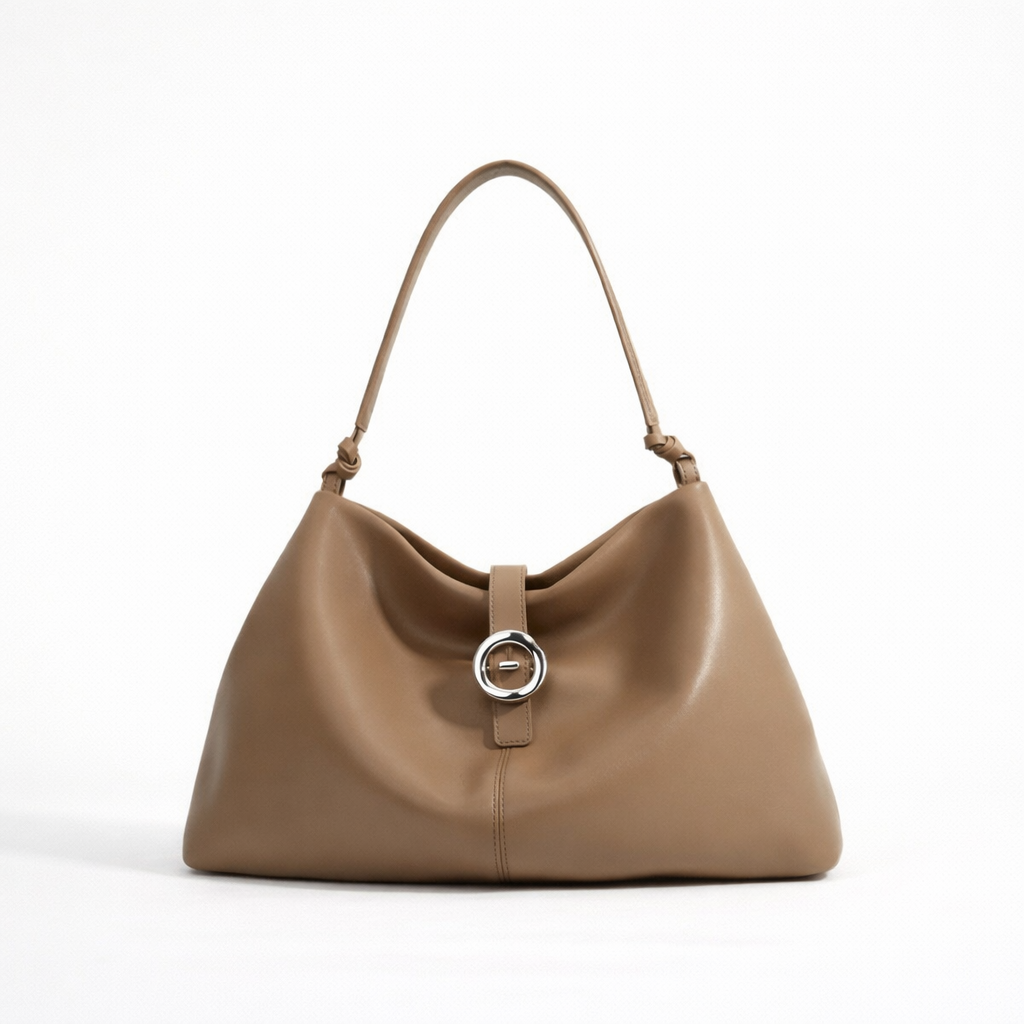 Two-Layer Cowhide Hobo Bag — Structured Soft Carry