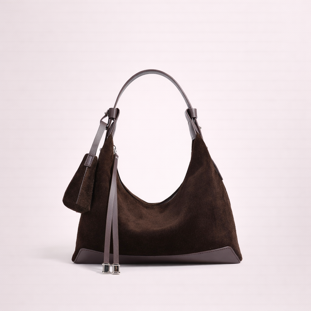 Matte Soft-Form Shoulder Bag in First-Layer Cowhide —