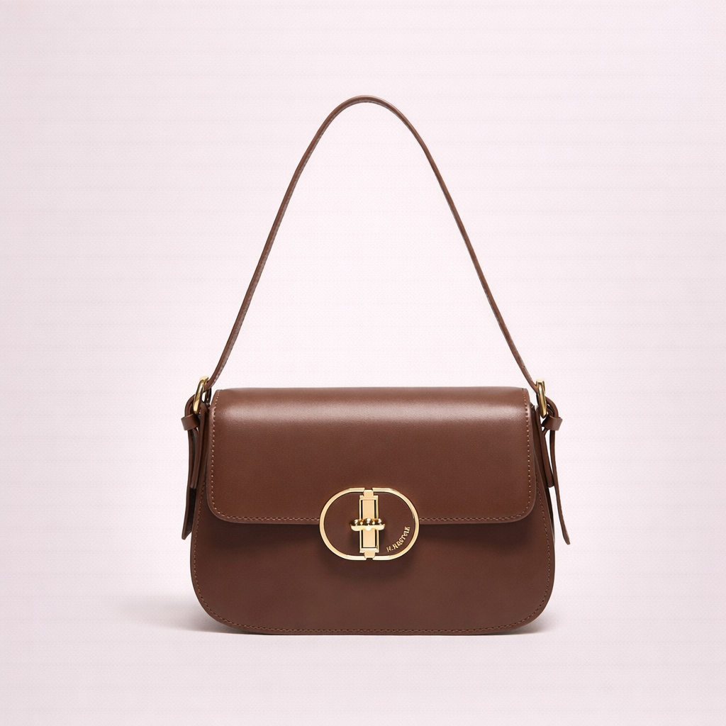 Structured Shoulder Bag — Two-Layer Cowhide Leather