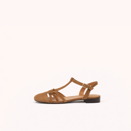 T-Strap Block Heel Sandal – First-Layer Cowhide