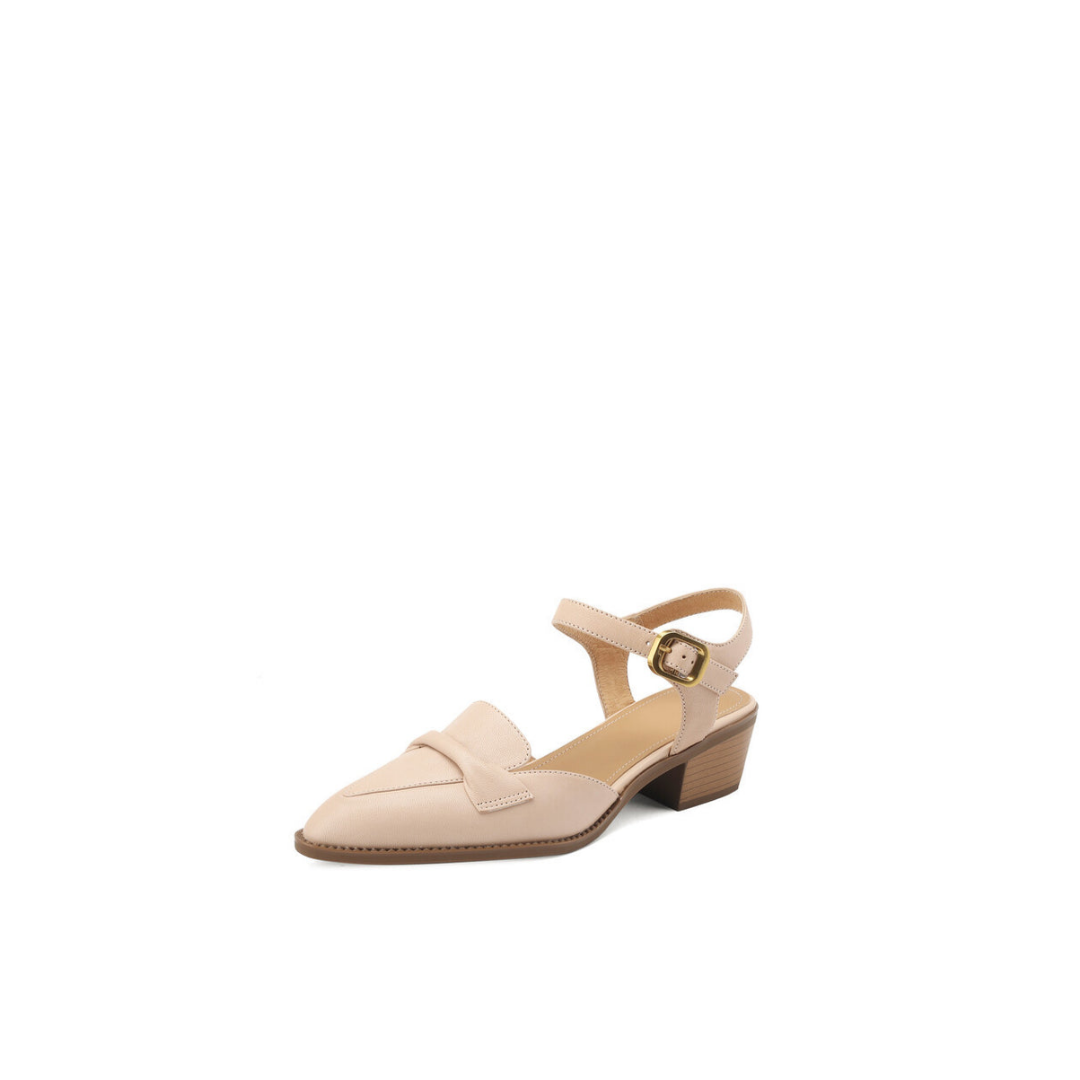 Beige Leather Slingback Loafer — Structured Comfort with Everyday Stability