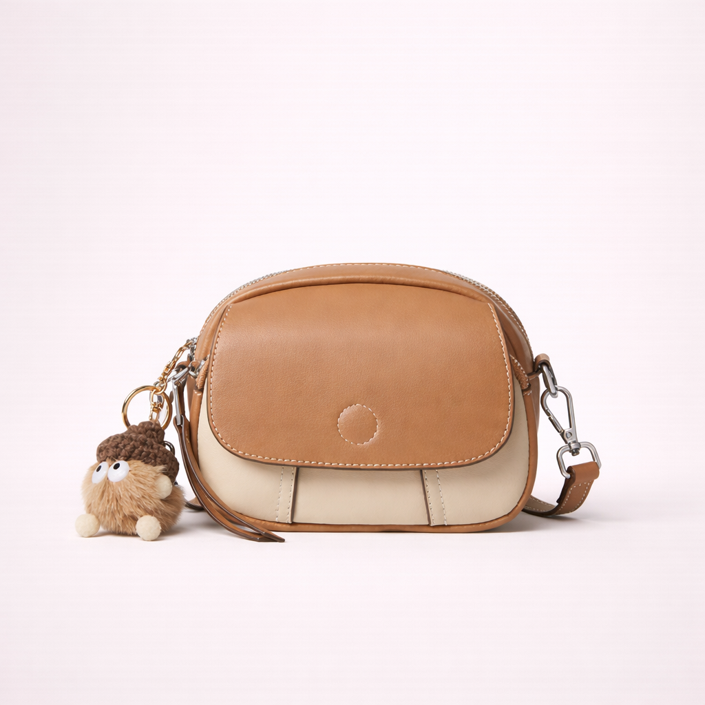 Compact Crossbody Bag — First-Layer Cowhide Leather
