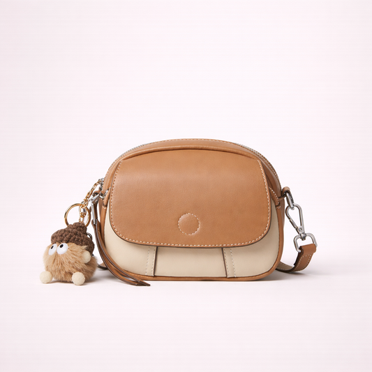 Compact Crossbody Bag — First-Layer Cowhide Leather