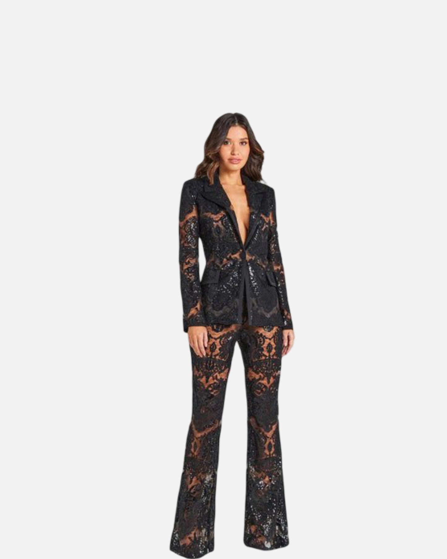 Hollow-out Tight Sheath Trousers Two-piece Set