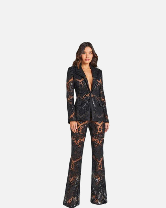 Hollow-out Tight Sheath Trousers Two-piece Set