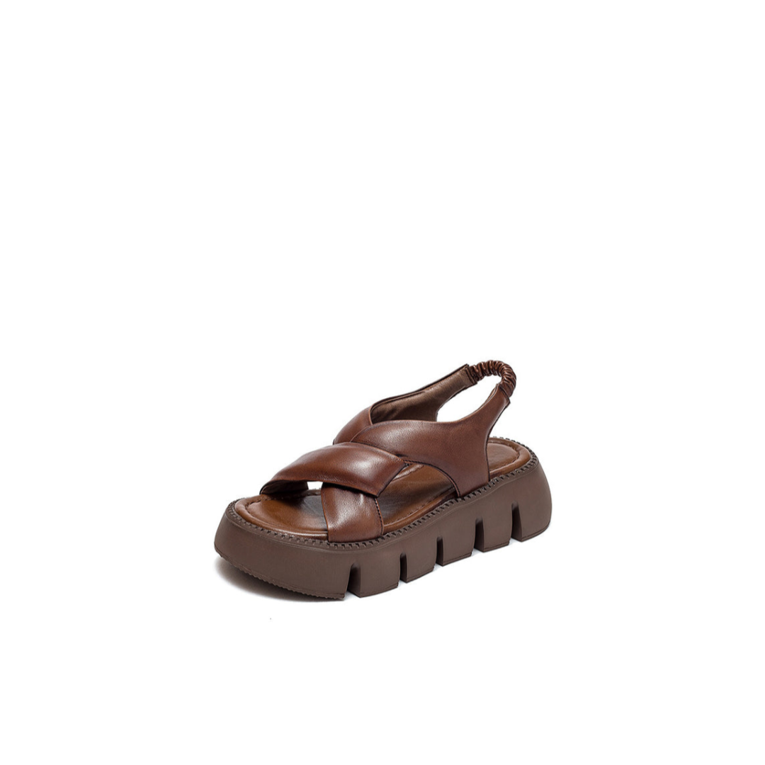 Top Layer Cowhide Platform Roman Style Fashion Retro Sandals