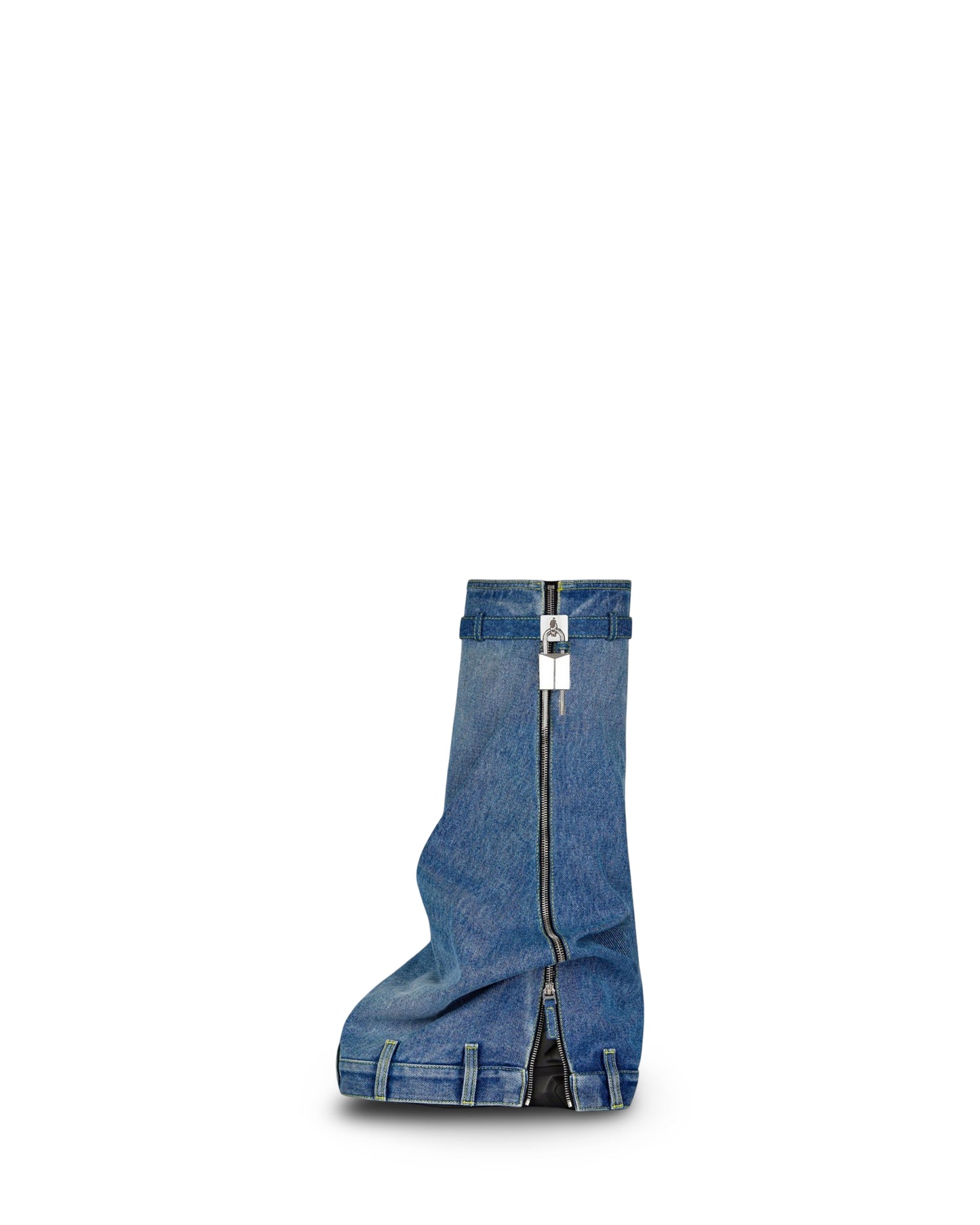 Thick-soled Denim Skirt With Shark Women's Round Toe Boots