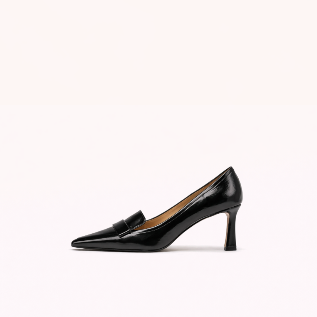 Patent Leather Pointed Pump with Stabilized Slim Heel