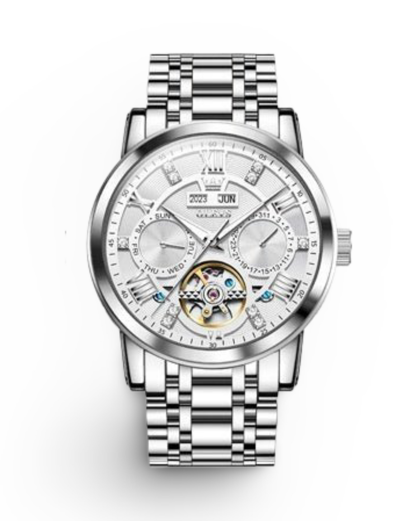 New Multi-functional Fashion Mechanical Business Classic Steel Belt Waterproof Men's Watch