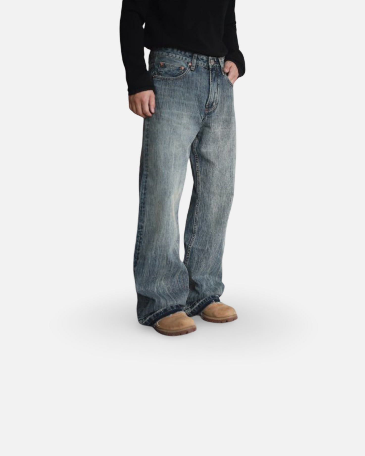 Loose Straight Leg Micro Flared Jeans For Men