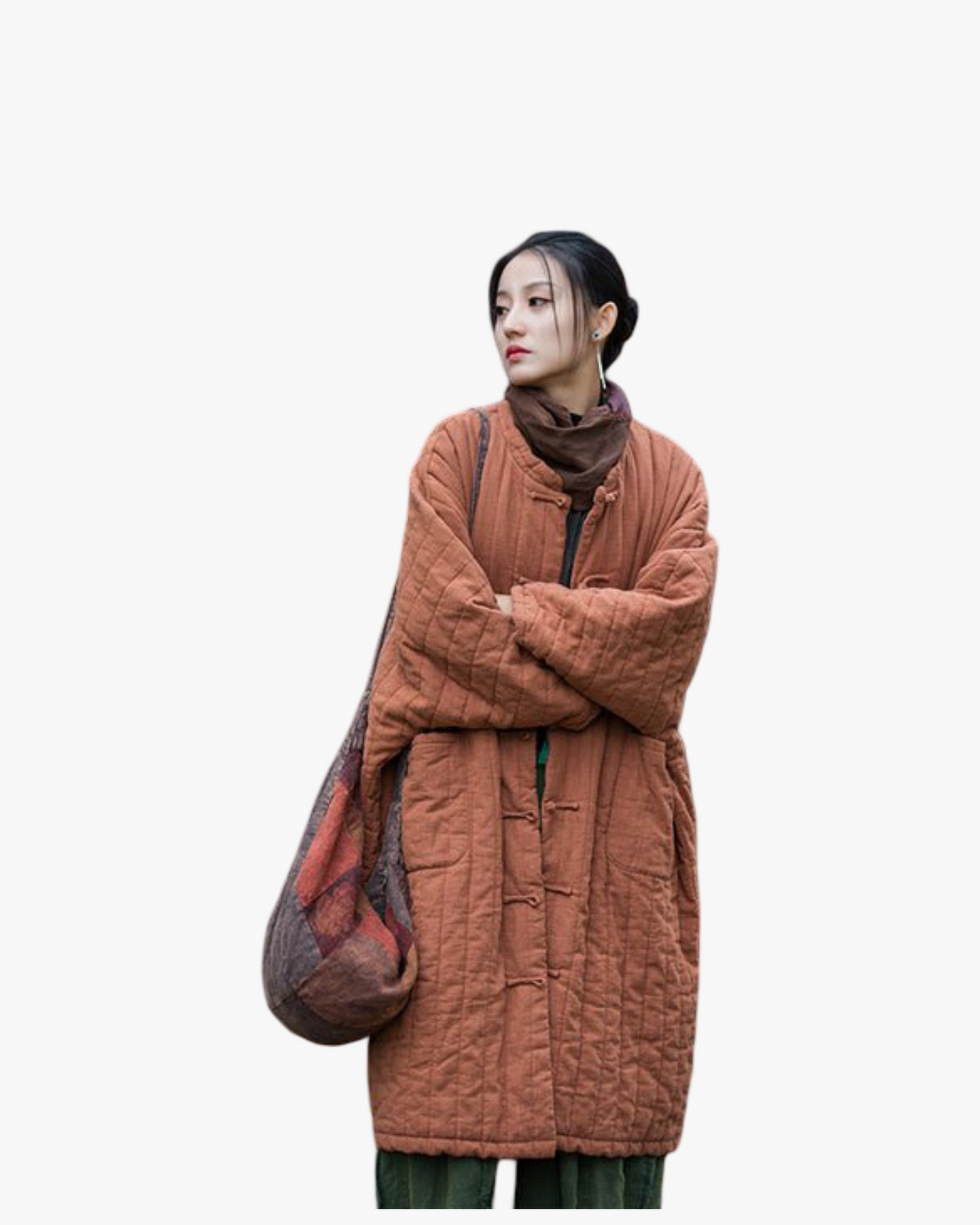 Vertical Plaid Women's Cotton-padded Robe