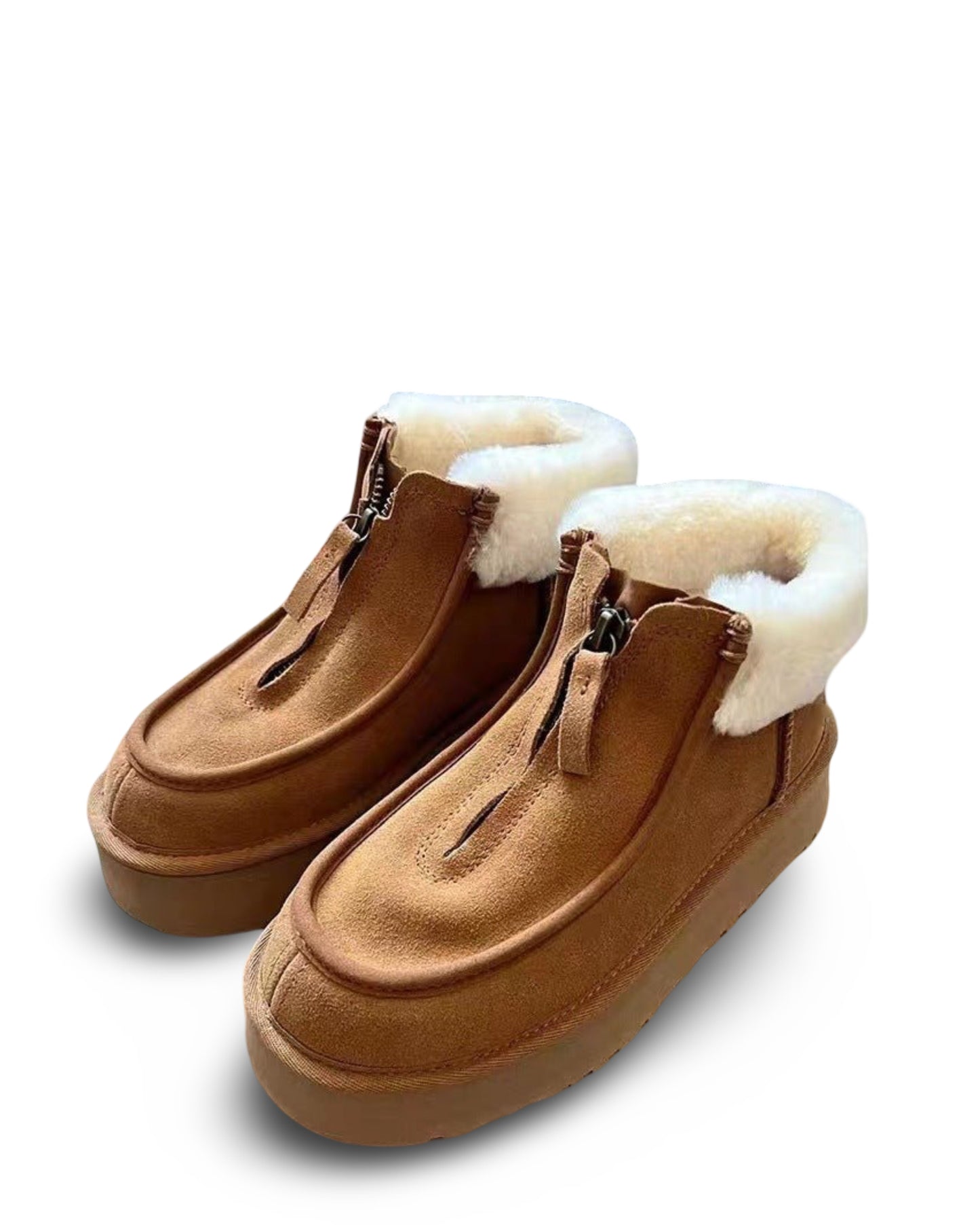 Women's Fashion Front Zipper Wool Boots