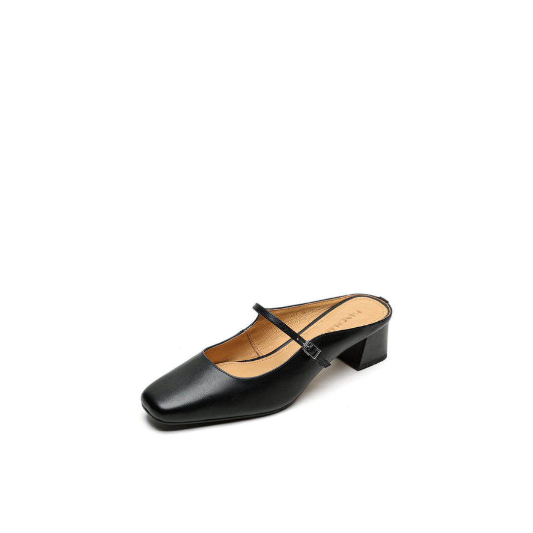 Mary Jane Mid-Heel Shoe – First-Layer Cowhide with Pigskin Insole