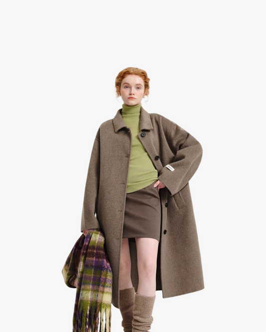 Double-sided Cashmere Lapel Wide Woolen Coat