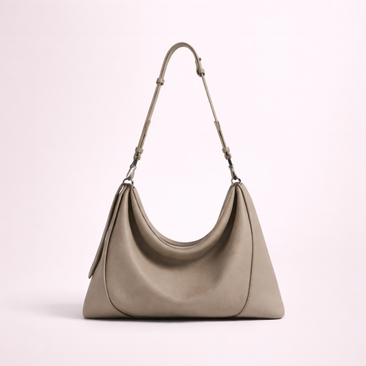 Draped Shoulder Bag in First-Layer Cowhide —