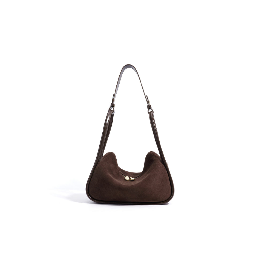 Compact Cowhide Hobo Shoulder Bag