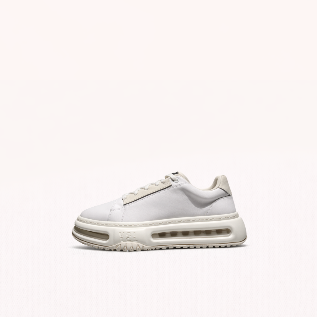 Leather Upper Sneaker with Exposed Air Midsole and Raised Platform