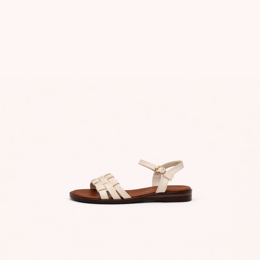 First-Layer Cowhide Flat Sandal – Woven Strap Build