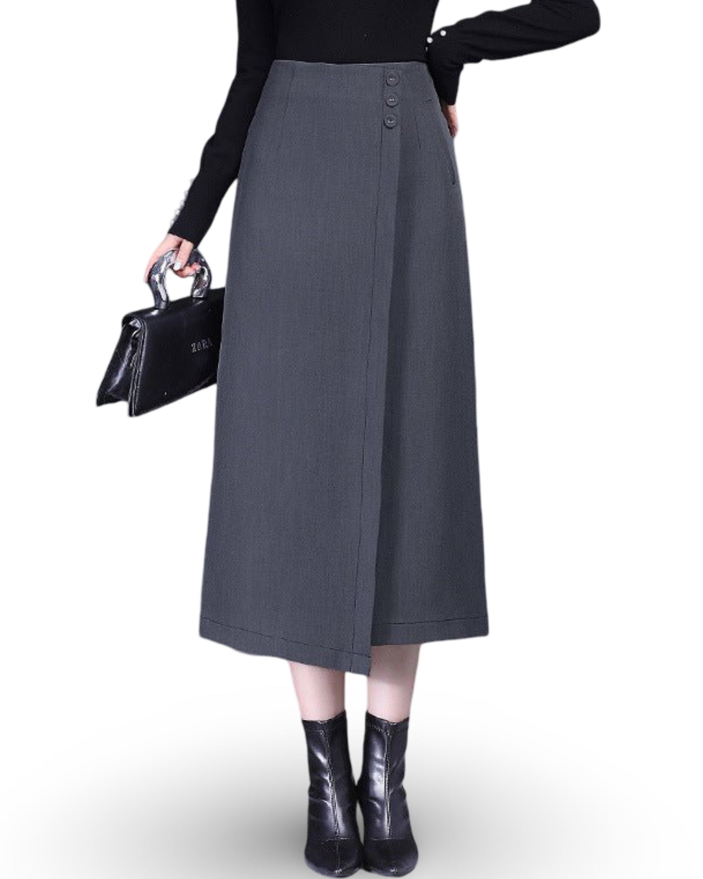 Draping Irregular Straight Women's Split Sheath Skirt