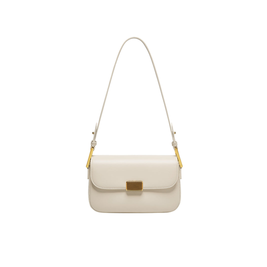 Structured Flap Shoulder Bag in Two-Layer Cowhide