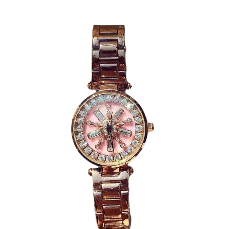 Rose gold atmospheric watch with shell shell and diamonds