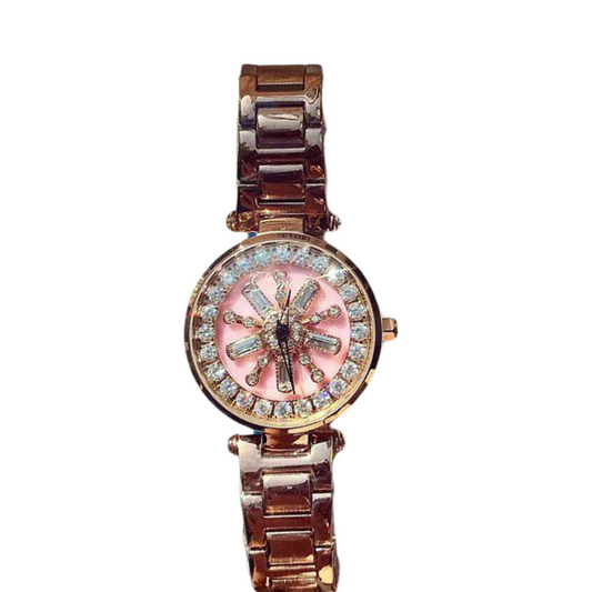 Rose gold atmospheric watch with shell shell and diamonds