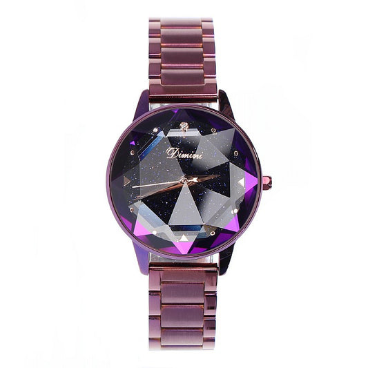 New Table Fashion Starry Sky Purple Steel Belt Women's Watch