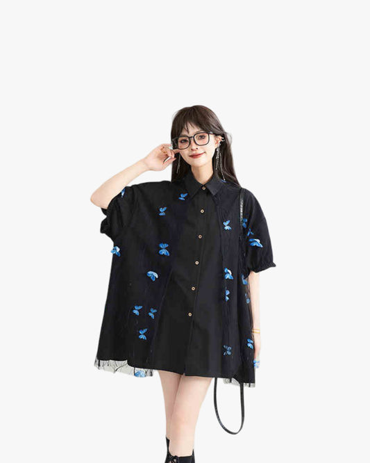 French Style Embroidered Lace Patchwork Top