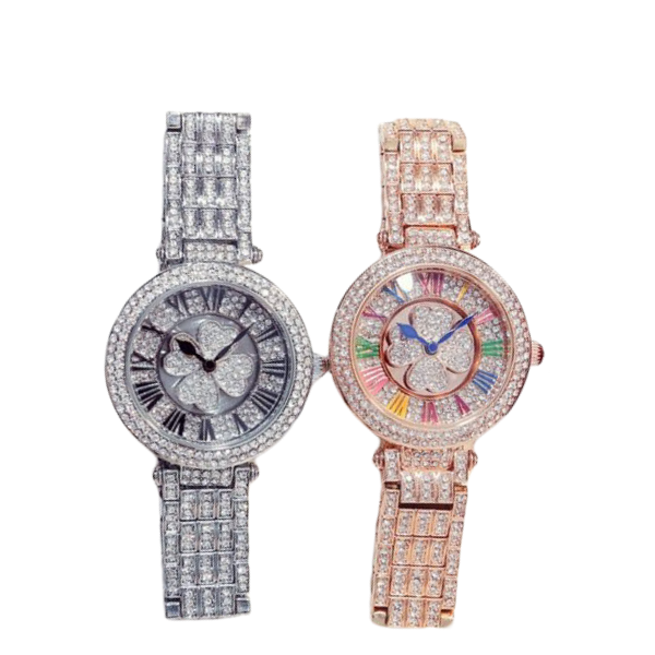 Four-leaf clover watch female student steel belt to run women's watch full diamond waterproof fashion Korean fashion fashion watch