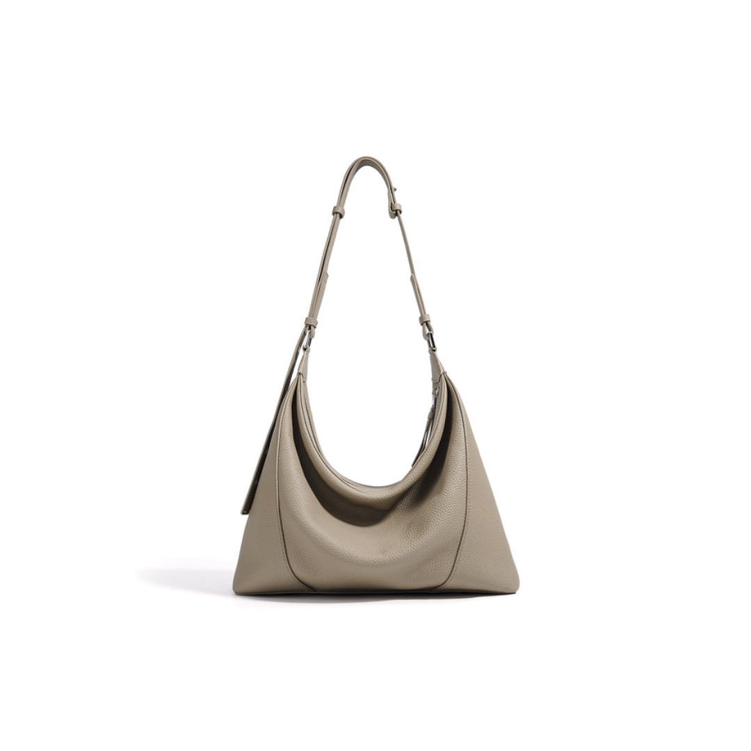 Draped Shoulder Bag in First-Layer Cowhide —