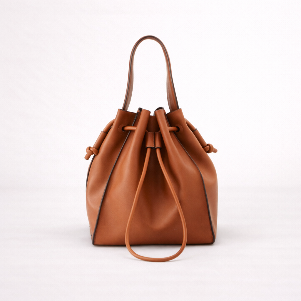 Structured Drawstring Bucket Bag