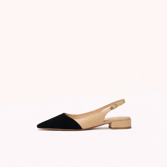 Two-Tone Leather Slingback with Low Balance Heel