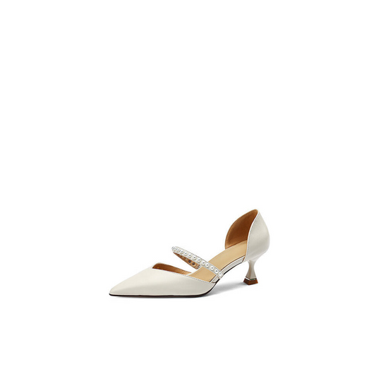 Sculpted Strap Heel – First-Layer Cowhide & Pigskin