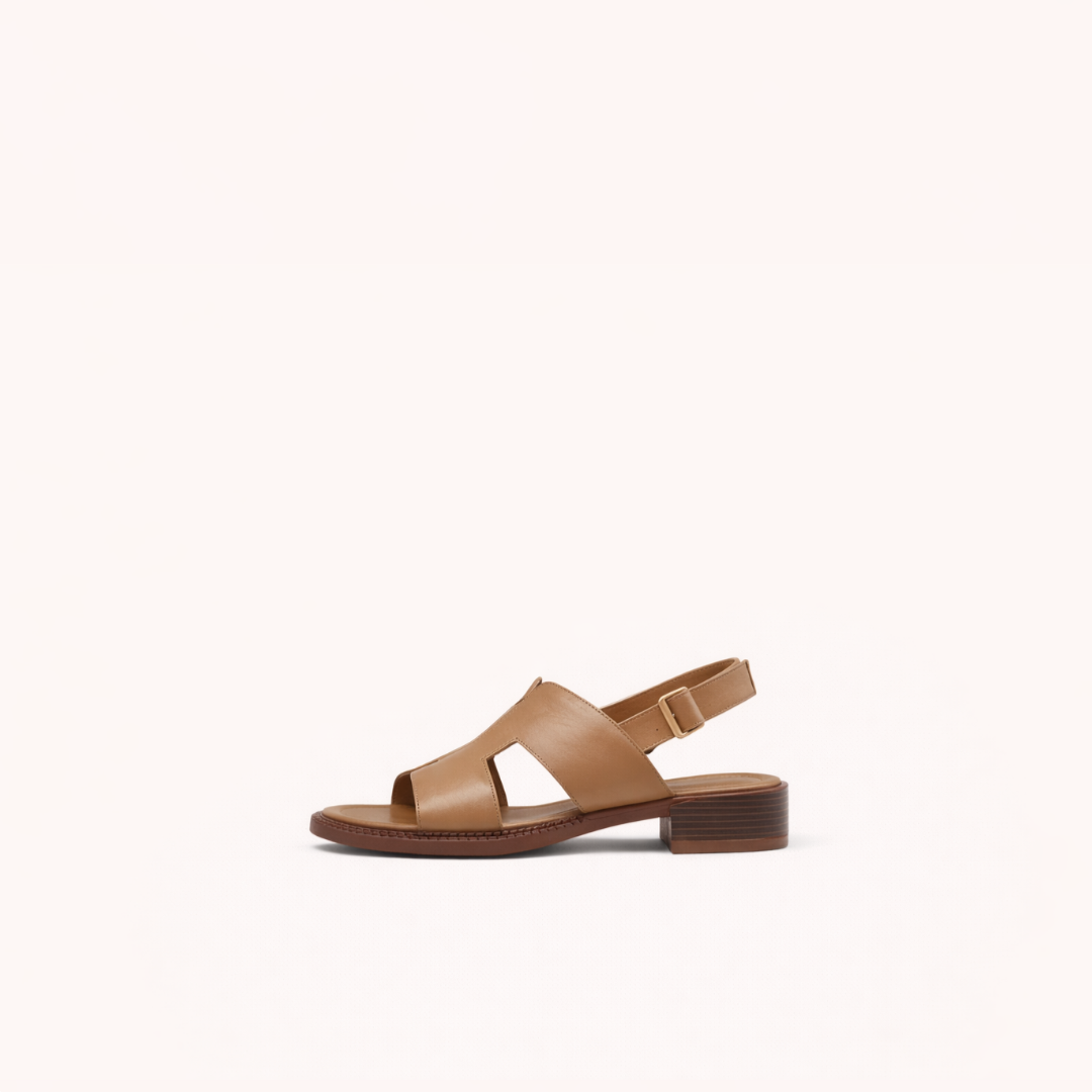 Minimal Block-Heel Sandal – Pigskin & Sheepskin