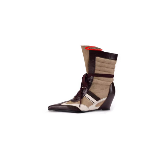 First-Layer Cowhide Panel Ankle Boots