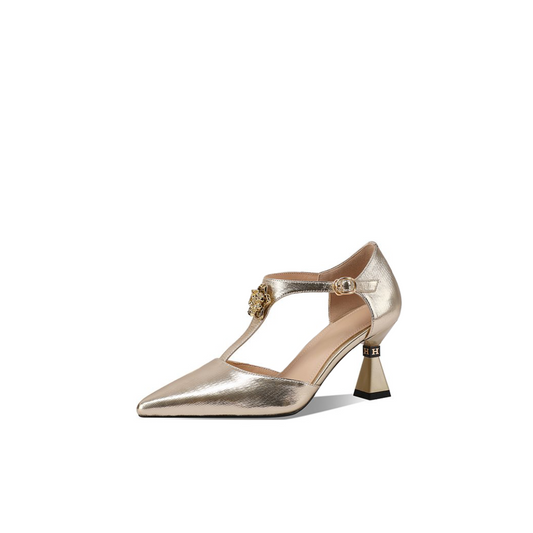 Mid-Heel Occasion Pump – First-Layer Cowhide Leather