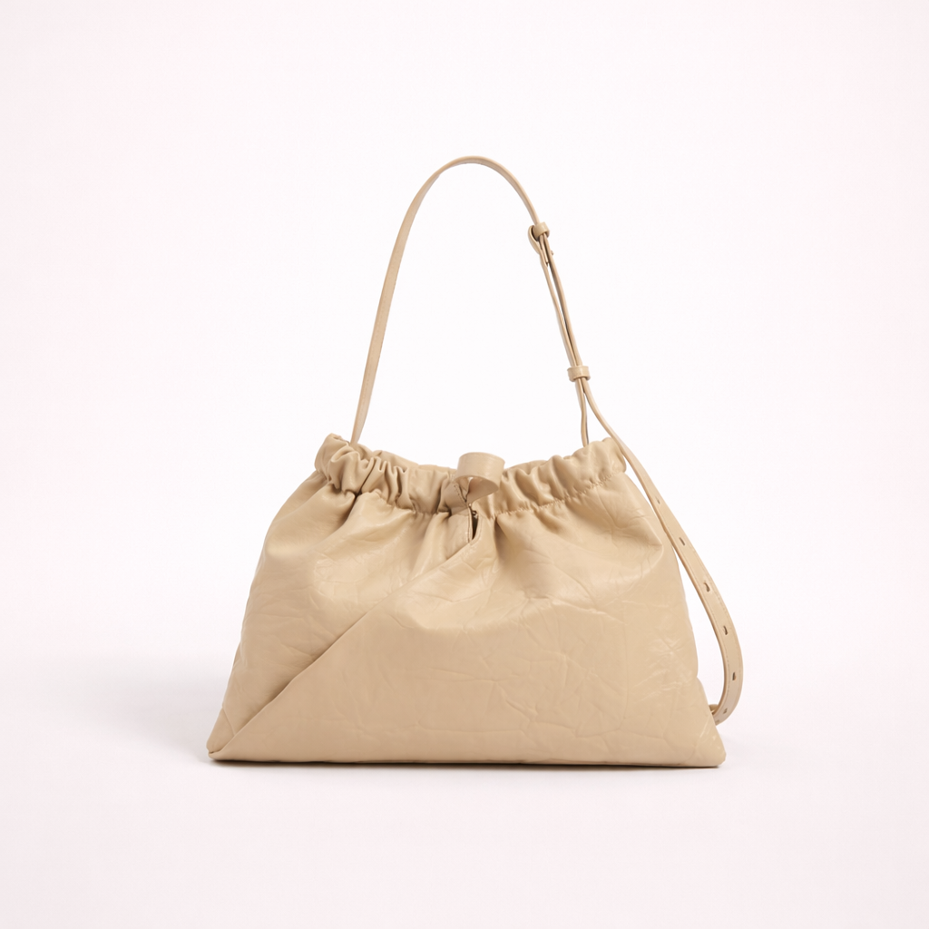 Soft-Structured Leather Pouch Bag