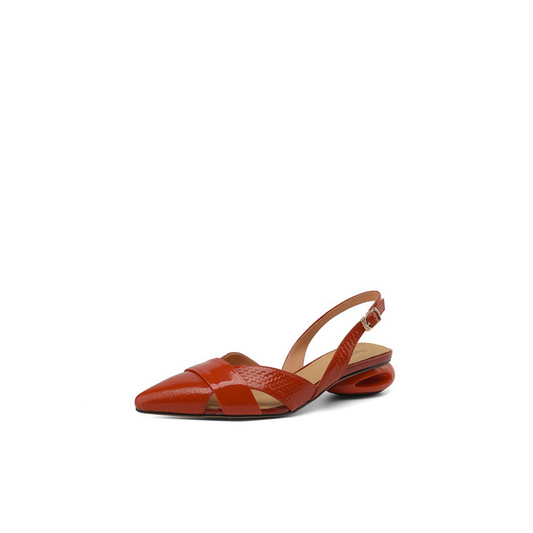 Sculpted Slingback Flat – First-Layer Cowhide with Sheepskin Lining