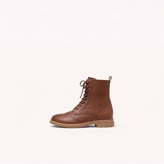First-Layer Leather Lace-Up Utility Boots