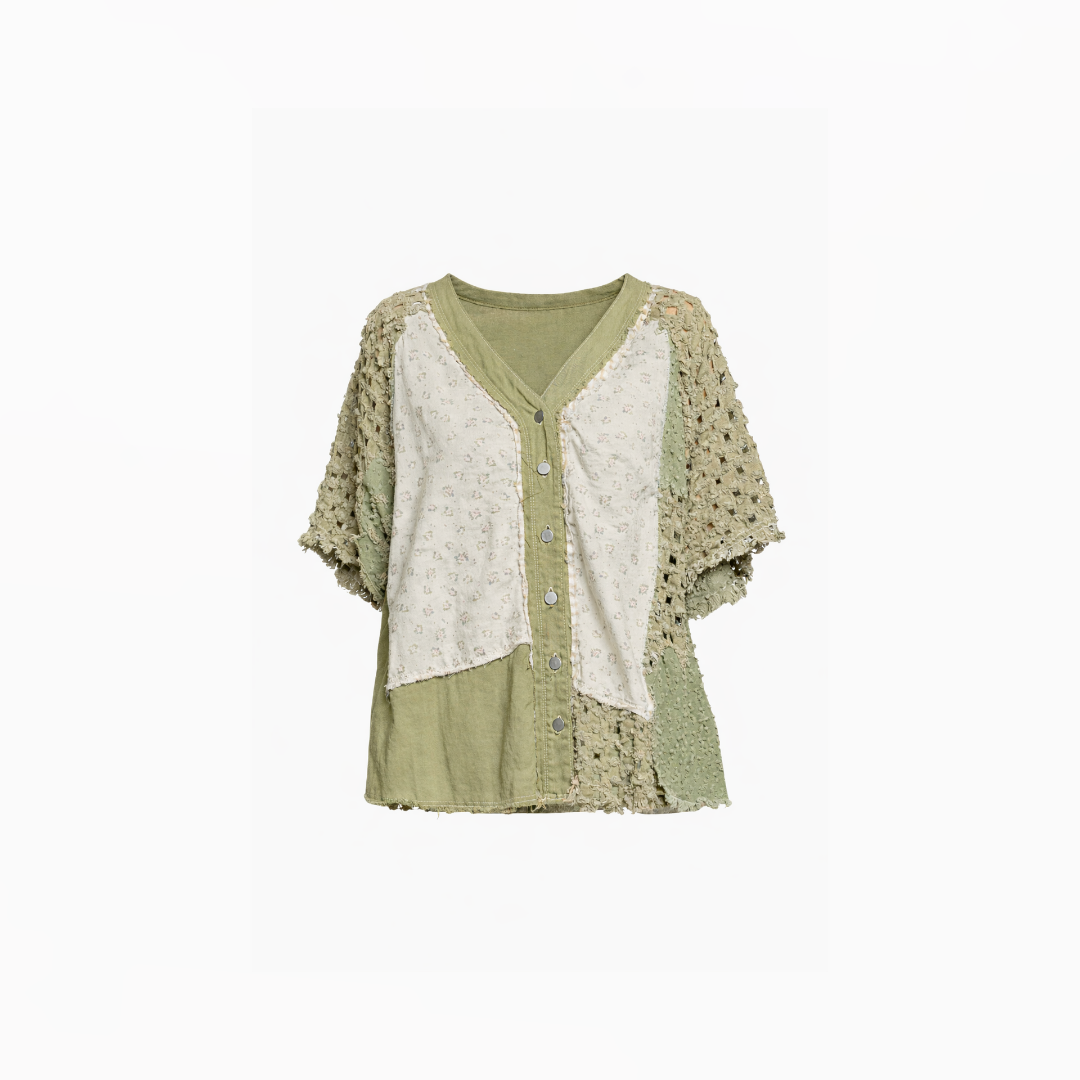 Earth-Toned Patchwork Balance Top