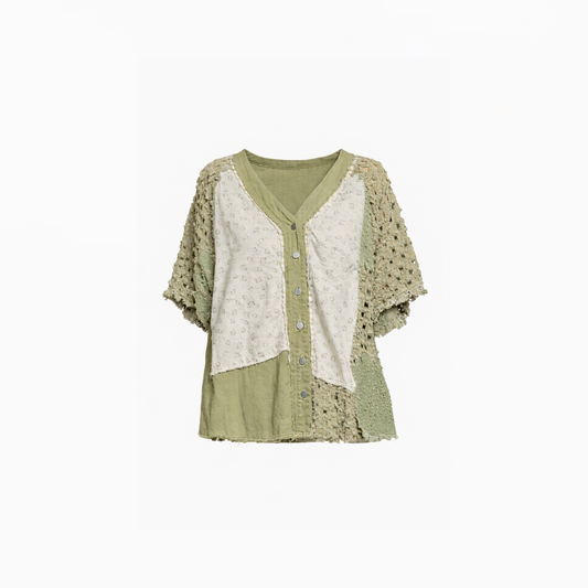 Earth-Toned Patchwork Balance Top