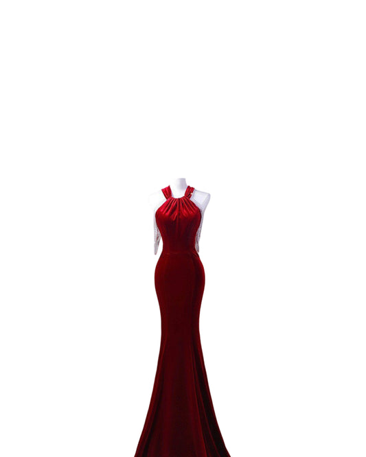 Velvet Fish Tail Cocktail Dress Bridal Engagement