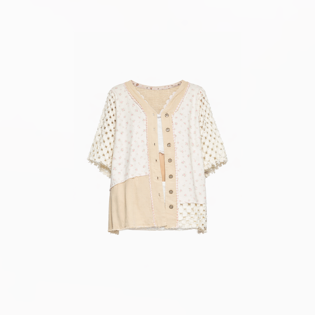 Ivory Patchwork Layered Statement Shirt
