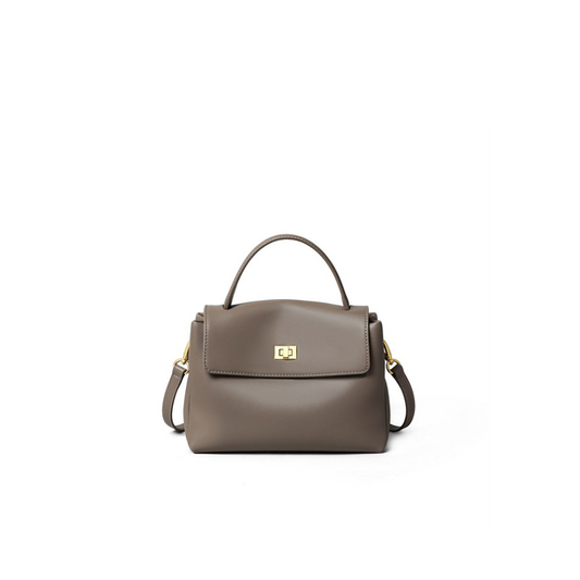 Structured Top-Handle Bag in First-Layer Cowhide