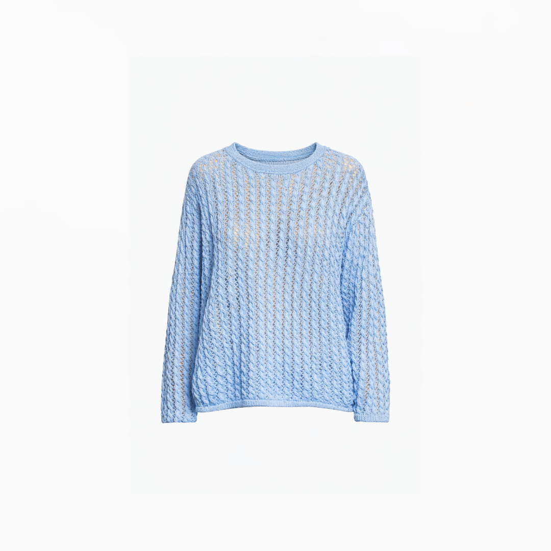Open-Weave Textured Knit Pullover