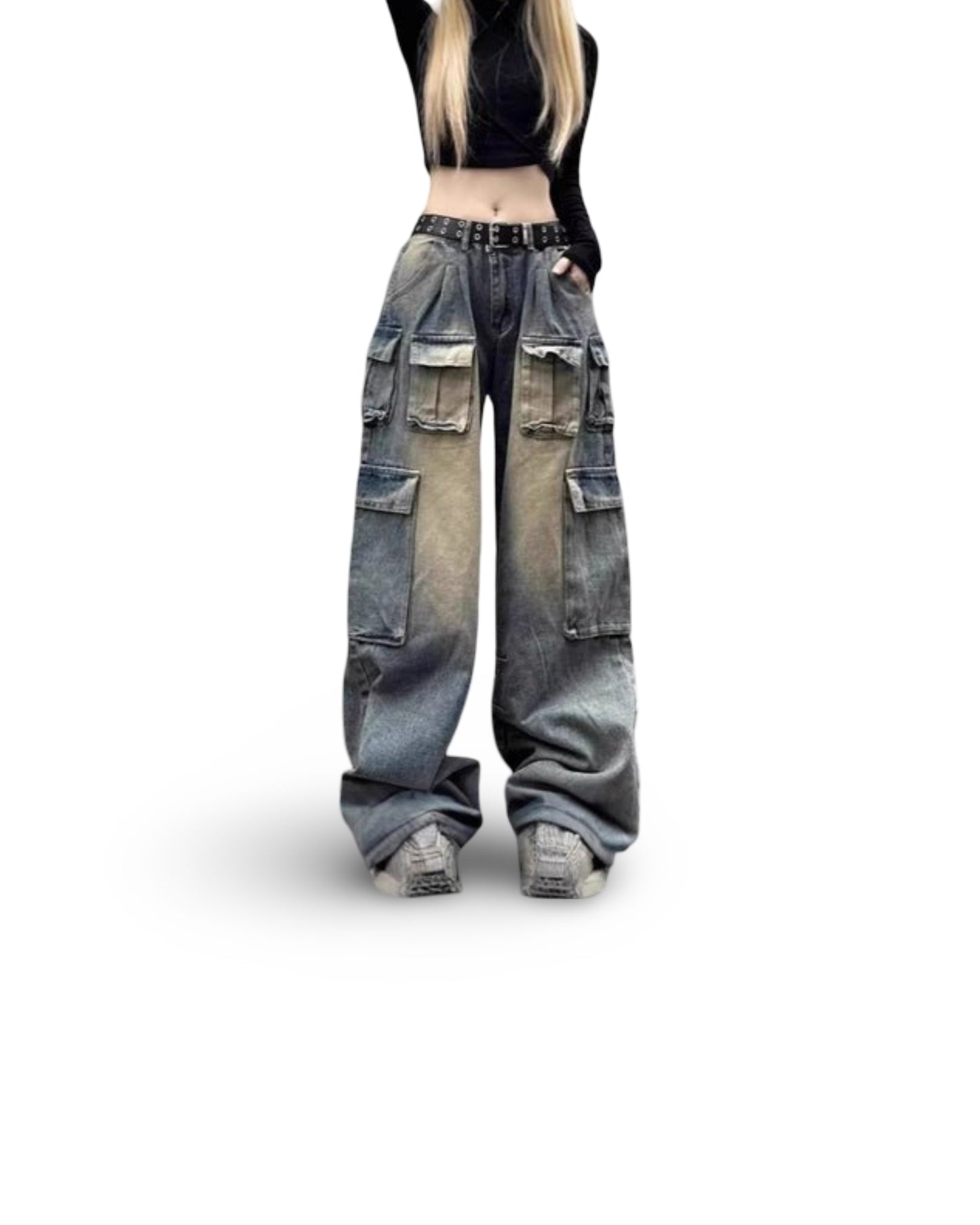 Multi-pocket Loose Multi-pocket Washed Distressed Pants