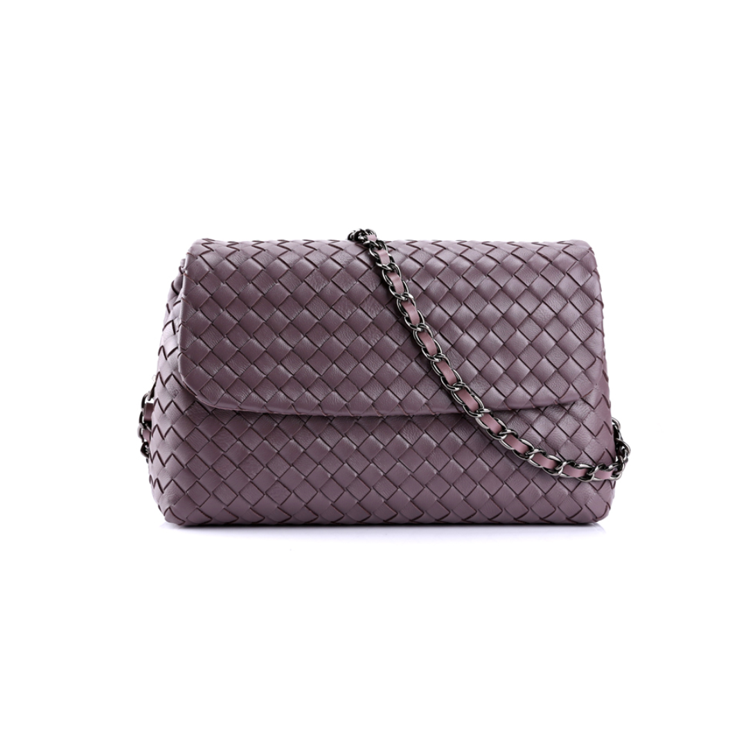 Woven Flap with Chain Strap Cowhide & Sheepskin Construction