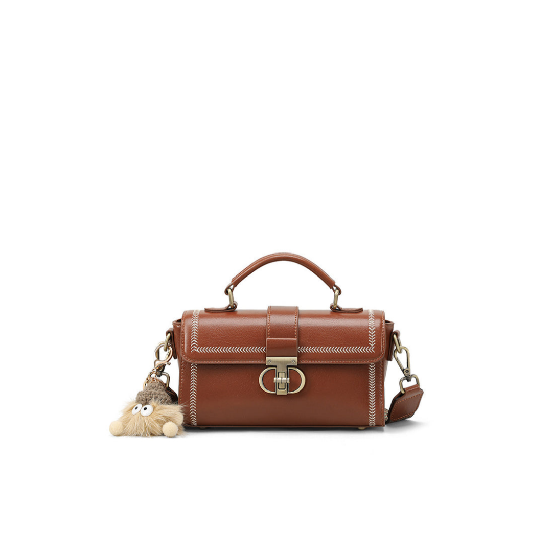 Structured Top-Handle Bag — First-Layer Cowhide Leather