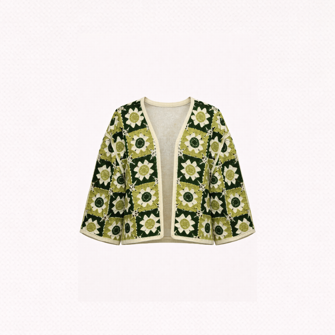 Verdant Mosaic Crochet Jacket